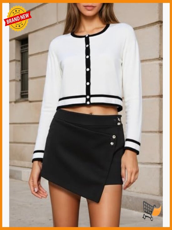 Cropped Cardigan Sweater Lightweight Bolero Shrug Button Down Long Sleeve - Picture 5 of 7